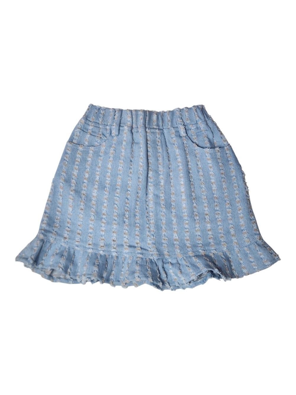 Light Blue Ruffle Hem Little Girl's Skirt